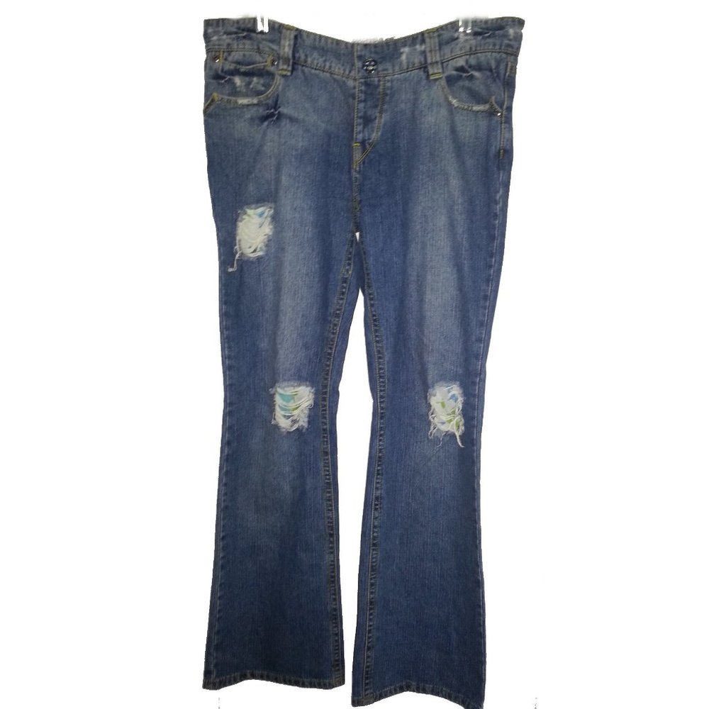 DUCHESSE Distressed Bootcut Jeans - Sz 11